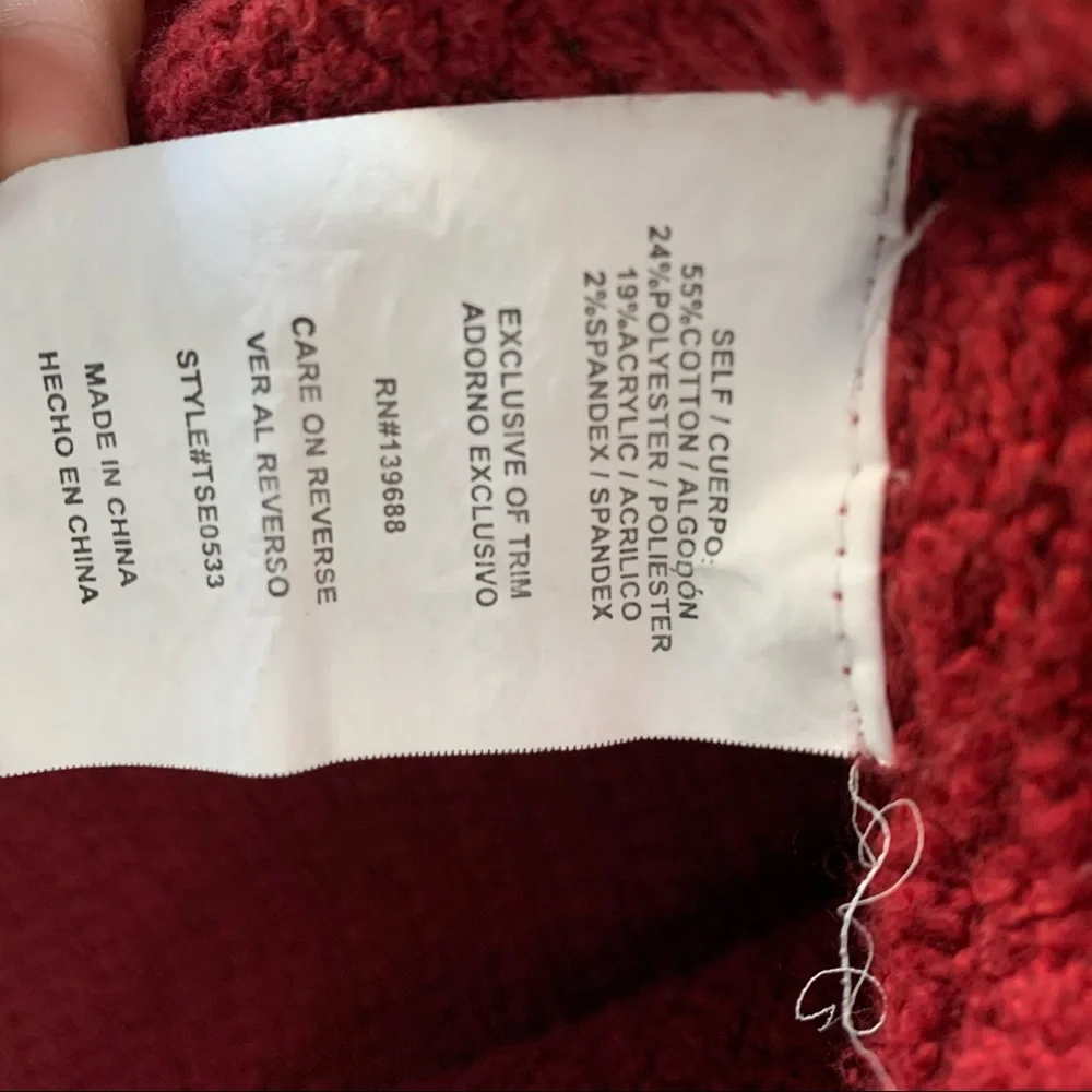Altard state small red mock neck Oversize sweater zipper back - Picture 5 of 5